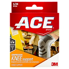 ACE™ Brand Compression Knee Support, Small/Medium, White/Gray, 1/Pack