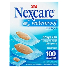 Nexcare Waterproof Assorted, Bandages, 100 Each