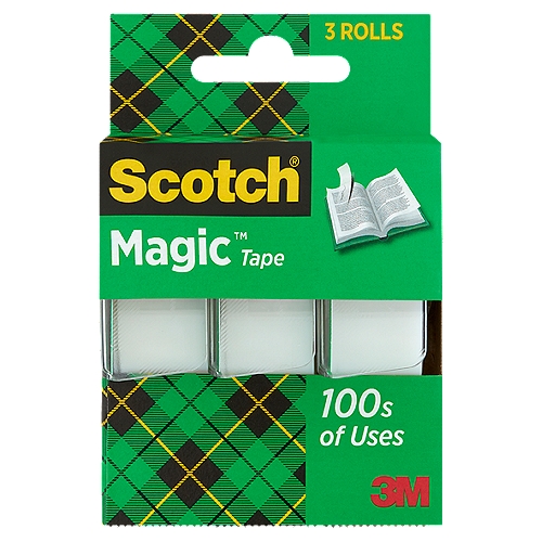Scotch® Magic™ Tape, 3/4 in. x 300 in., 3 Dispensers/Pack
Scotch® Magic™ Tape is the original matte-finish, invisible tape. It's the preferred tape for offices, home offices and schools. Write on it with pen, pencil or marker.