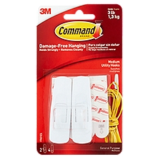 Command Hooks, Medium White, 2 Each