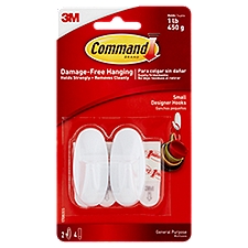 Command Brand General Purpose Small Designer Hooks, 2 count, 1 Each