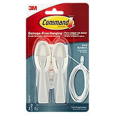 Command™ Cord Bundlers, White, 2 Bundlers, 3 Strips/Pack