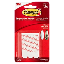Command™ Medium Refill Strips, White, 9 Strips/Pack, 6 Each