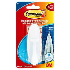 Command™ Large Designer Hooks, White, 1 Hook, 2 Strips/Pack, 1 Each