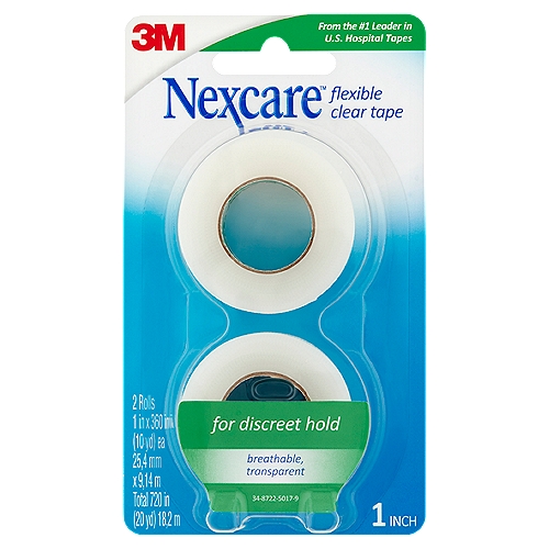 Nexcare 1 Inch Flexible Clear Tape, 2 count