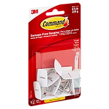 Command™ Small Wire Hooks Value Pack, White, 9 Hooks, 12 Strips/Pack, 1 Each