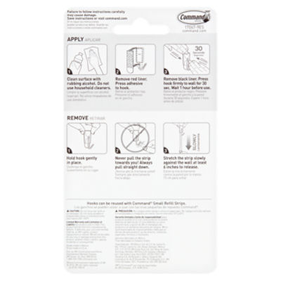Command™ Small Wire Hooks Value Pack, White, 9 Hooks, 12 Strips