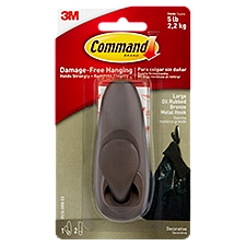 Command™ Large Forever Classic Hook, Oil Rubbed Bronze, 1 Hook, 2 Strips/Pack, 1 Each