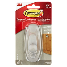 Command Brand Hook, Large Timeless Brushed Nickel, 1 Each