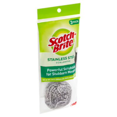  Scotch-Brite Stainless Steel Scrubber, Dish Scrubbers for  Cleaning Kitchen and Household, Steel Scrubbers for Cleaning Dishes, 3  Scrubbers : Health & Household