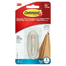Command Brand Medium Bath Hook, 1 Each
