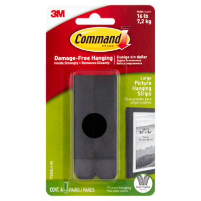 Command™ Large Picture Hanging Strips, Black, 4 Sets of Strips/Pack, 1 Each