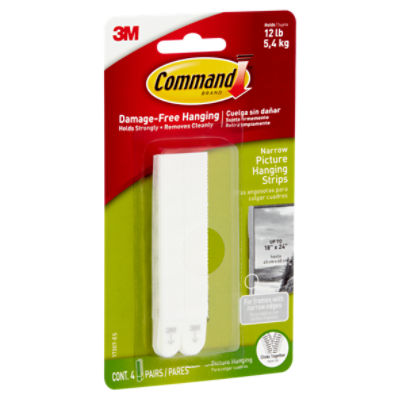 Command White Narrow Picture Hanging Strips - Pack of 4