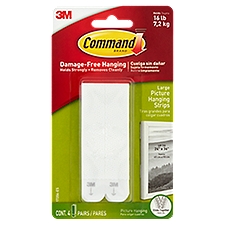 Command™ Large Picture Hanging Strips, White, 4 Sets of Strips/Pack