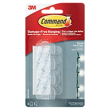 Command Brand Cord Clips, Clear Round, 4 Each