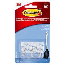 Command™ Small Clear Utensil Hooks with Clear Strips, 3 Hooks, 4 Strips/Pack