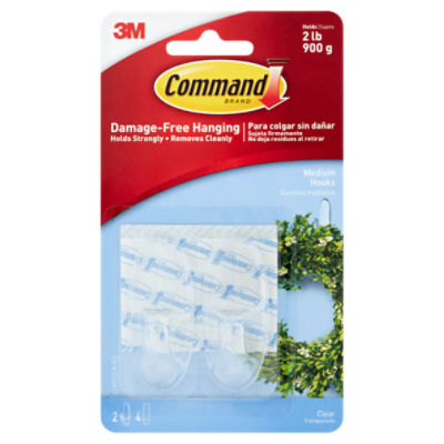 Command™ Clear Medium Hooks, 2 Hooks, 4 Strips/Pack ShopRite