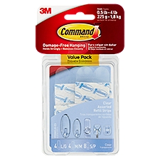 Command Brand Clear Assorted Refill Strips Value Pack, 16 count