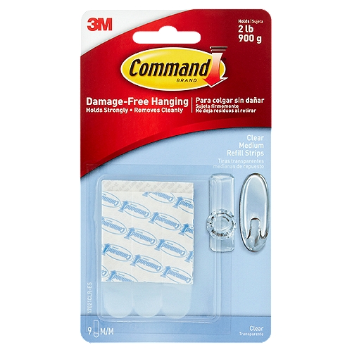 Command Brand Clear Medium Refill Strips, 9 count