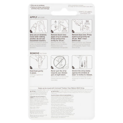 Command Clear Hooks With Clear Strips, Medium, 2 Hooks & 4 Strips
