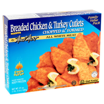 Meal Mart All White Meat Breaded Chicken & Turkey Cutlets Family Value Pack, 21 oz