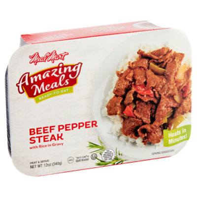 Meal Mart Amazing Meals Ready-to-Eat Beef Pepper Steak with Rice in Gravy, 12 oz