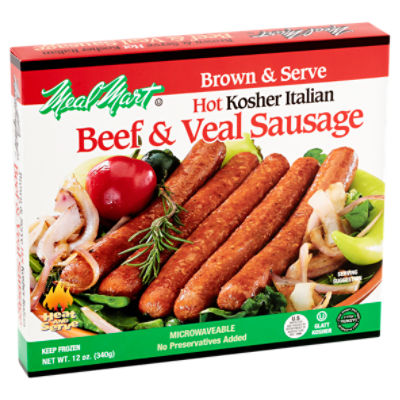 Meal Mart Brown & Serve Hot Kosher Italian Beef & Veal Sausage, 12 oz