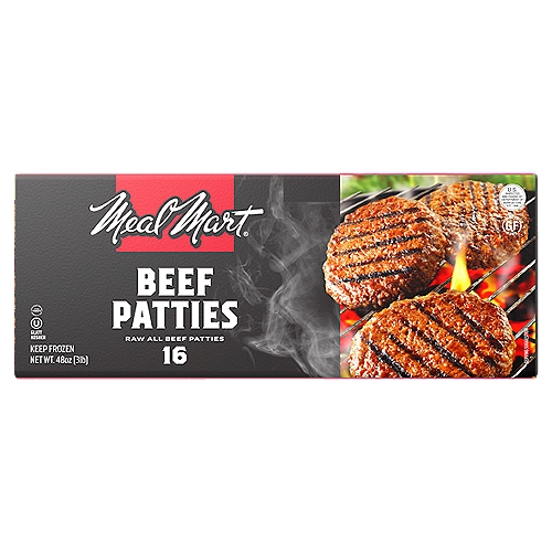 Meal Mart Beef Patties, 16 count, 48 oz, 32 oz
