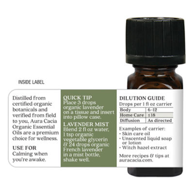Aura Cacia Organic Lavender Relaxing Pure Essential Oil, .25 fl oz