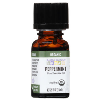 Aura Cacia Organic Cooling Peppermint Pure Essential Oil, .25 fl oz
