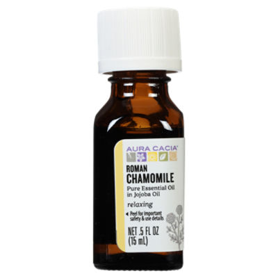 Aura Cacia Roman Chamomile Relaxing Pure Essential Oil in Jojoba Oil, .5 fl oz