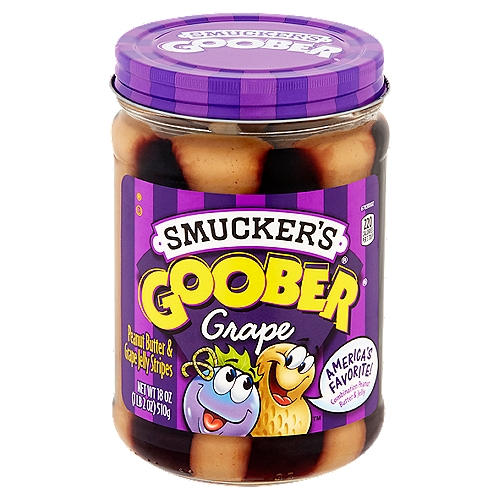 Smucker's Goober Peanut Butter & Grape Jelly Stripes, 18 oz