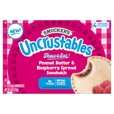 Smucker's Uncrustables Peanut Butter & Raspberry Spread Sandwich, 2 oz, 4 count