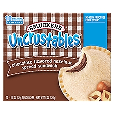 Smucker's Uncrustables Chocolate Flavored Hazelnut Spread Sandwich, 1.8 oz, 10 count, 18 Ounce