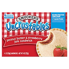 Smucker's Uncrustables Peanut Butter & Strawberry Jam Sandwich, 4 count, 2 oz