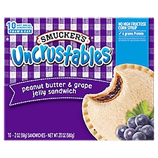 Smucker's Uncrustables Peanut Butter & Grape Jelly Sandwich, 2 oz, 10 count