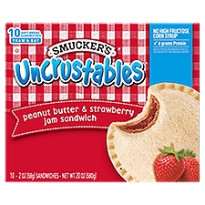 Smucker's Uncrustables Peanut Butter & Strawberry Jam Sandwich, 2 oz, 10 count