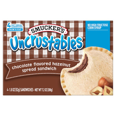 Smucker's Uncrustables Chocolate Flavored Hazelnut Spread Sandwich, 1.8 oz, 4 count, 7.2 Ounce