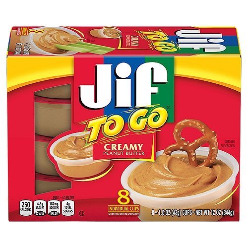 Jif To Go Creamy Peanut Butter, 1.5 oz, 8 count