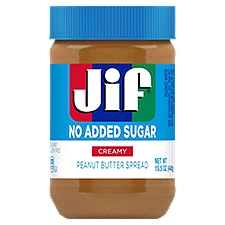 Jif No Added Sugar Creamy Peanut Butter Spread, 15.5 oz, 15.5 Ounce