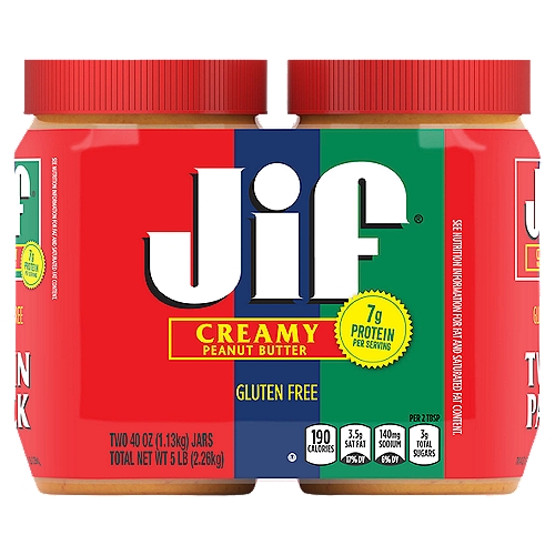 Jif Creamy Peanut Butter Twin Pack, 40 oz, 2 count