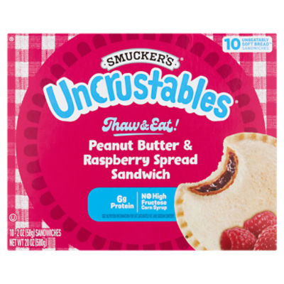 Smucker's Uncrustables Peanut Butter & Raspberry Spread Sandwich, 2 oz, 10 count