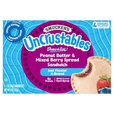 Smucker's Uncrustables Peanut Butter & Mixed Berry Spread Sandwich Limited Edition, 2 oz, 4 count