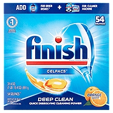 Finish Gelpacs Deep Clean Orange Scent, Dishwasher Detergent Gelpacs, 54 Each