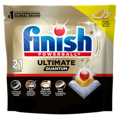 Finish Quantum Powerball Ultimate Fresh Lemon Scent Dishwasher Detergent, 21 count, 8.5 oz