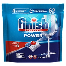 Finish Powerball Power Automatic Dishwasher Detergent, 62 count, 25.1 oz, 25.1 Ounce