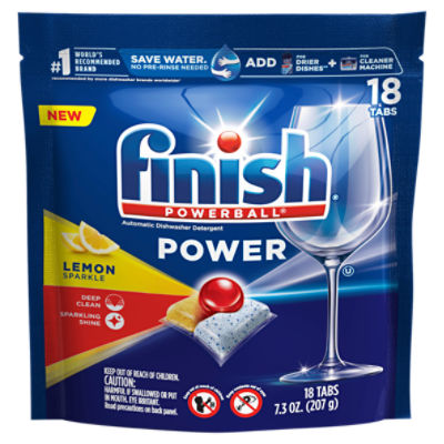 Finish Powerball Lemon Sparkle Power Automatic Dishwasher Detergent, 18 count, 7.3 oz ShopRite