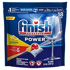 Finish Power Automatic Dishwasher Detergent Lemon Sparkle Power, 18 Each