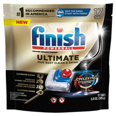 Finish Powerball Ultimate Automatic Dishwasher Detergent, 17 count, 6.8