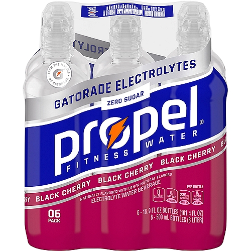 Propel Zero Sugar Electrolyte Water Beverage, Black Cherry, 16.9 Fl Oz, 6 Count